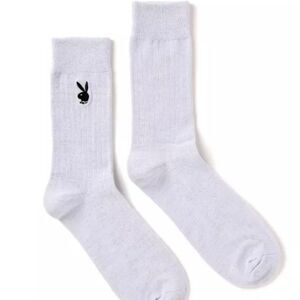 PLAYBOY Bunny Logo Glitter Crew Socks- White